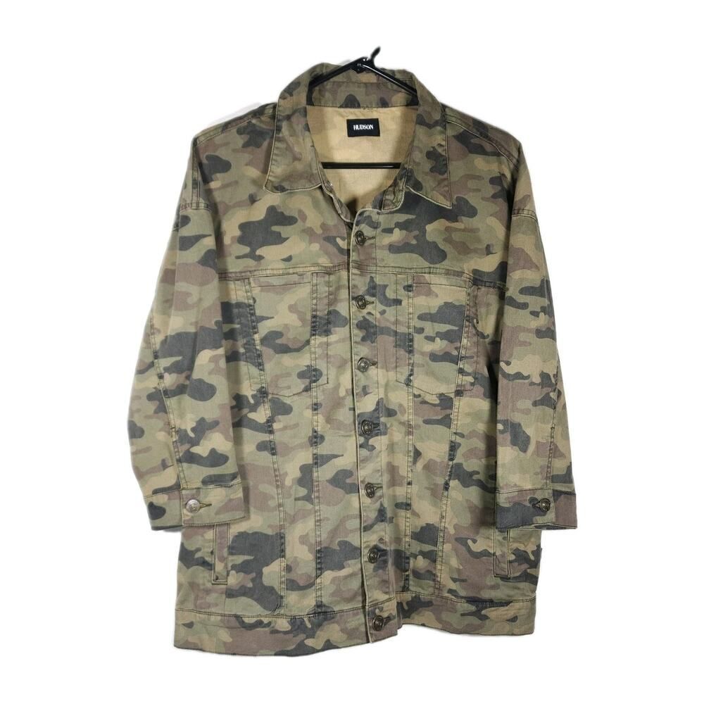 Hudson Women's Emmet Small Solimar Green Camo 3/4 Sleeve Boyfriend Jacket